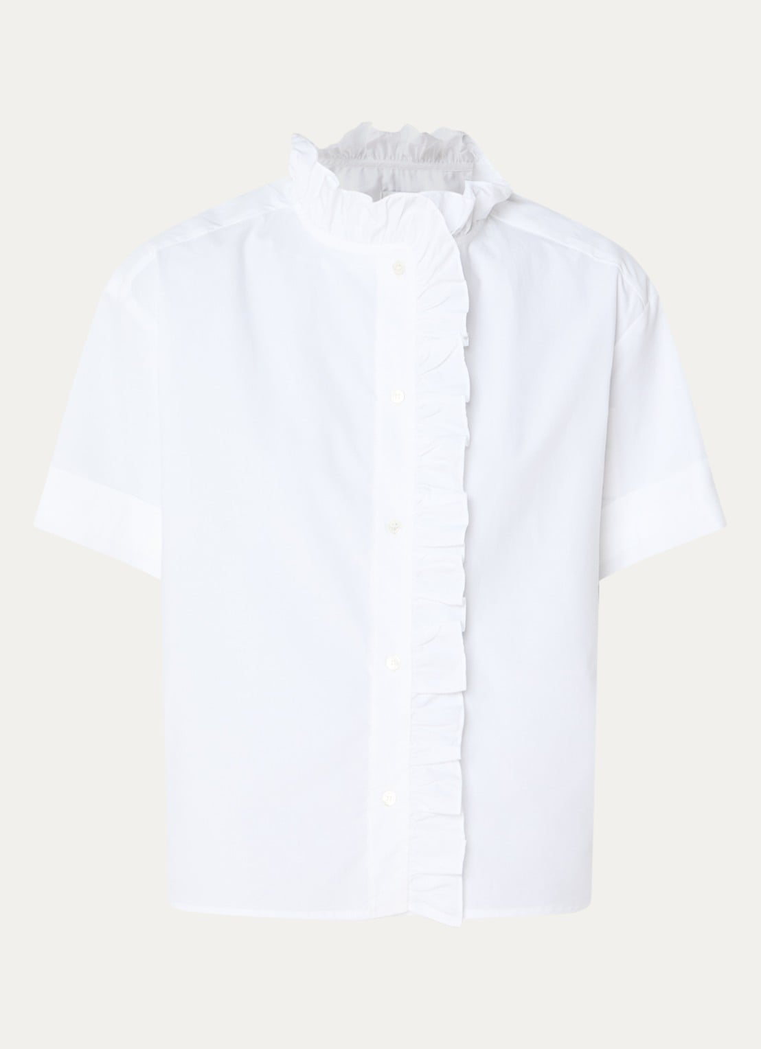 Claudie Pierlot Blouse met opstaande kraag en volant - voorkant 2 wit