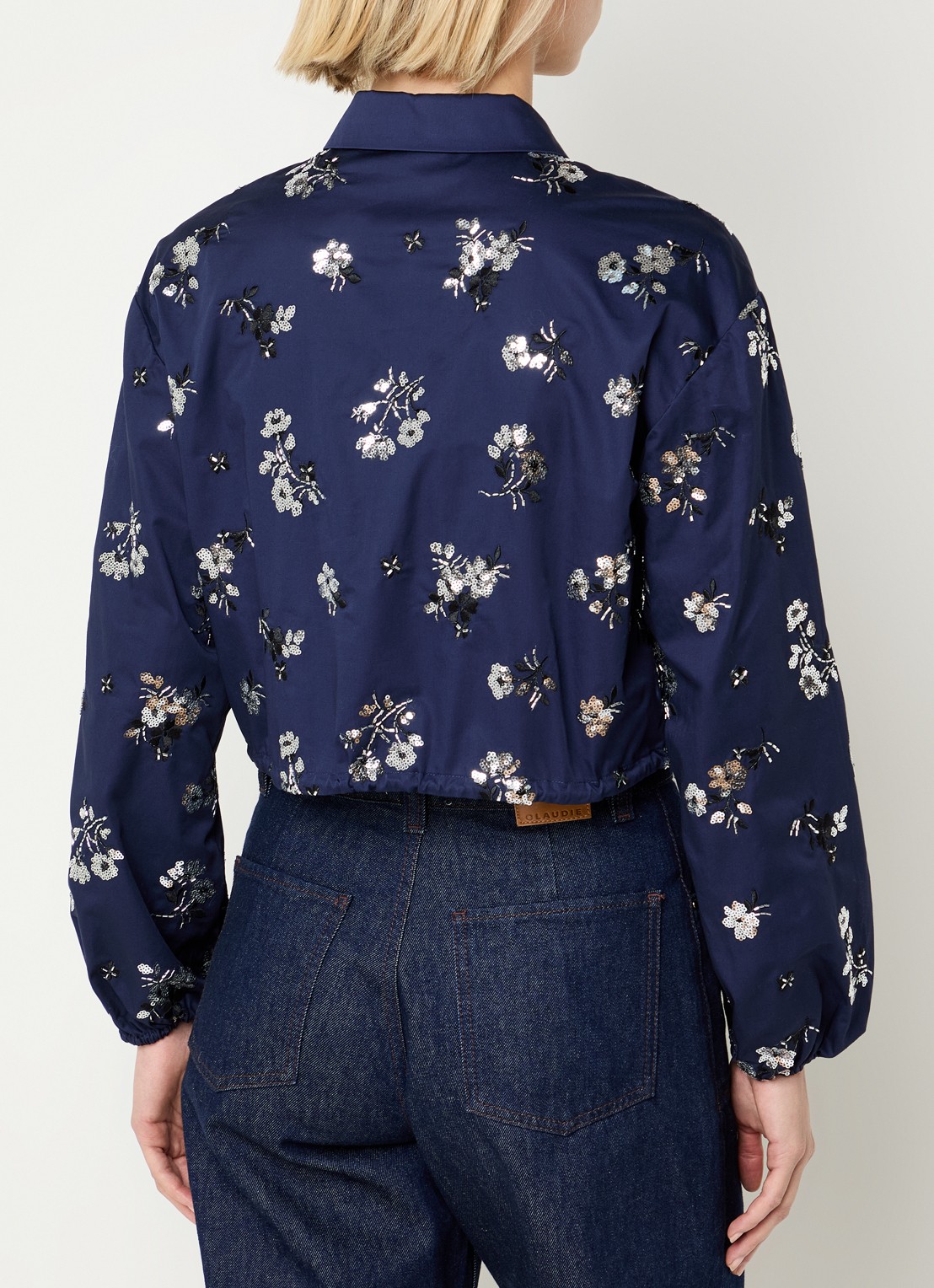 Claudie Pierlot Blouse met pailletten  - achterkant 2 donkerblauw
