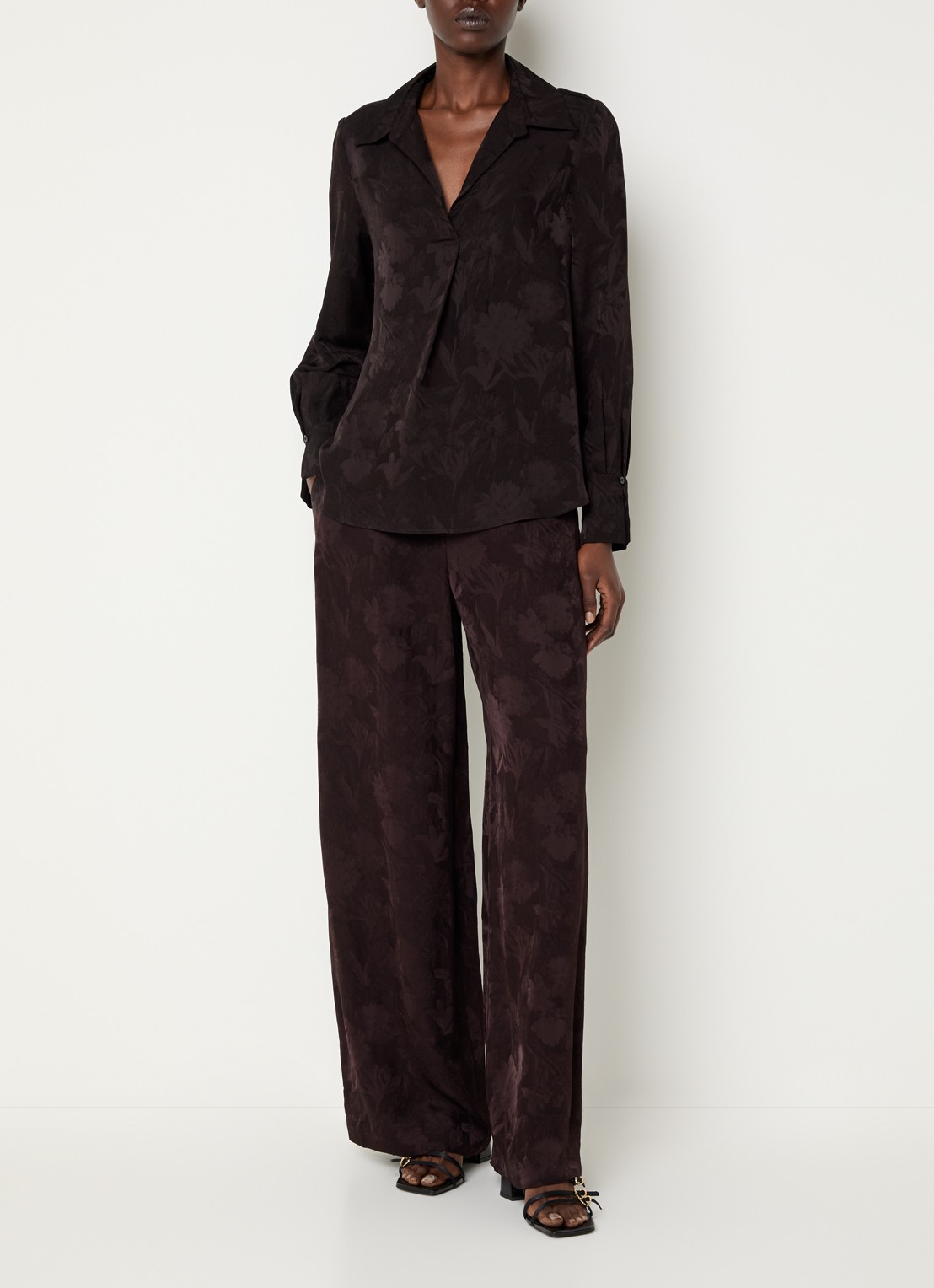 Claudie Pierlot Blouse met print - voorkant 3 donkerbruin