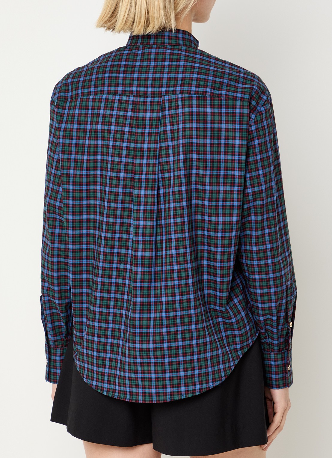 Claudie Pierlot Blouse met ruitdessin en sjaalkraag - achterkant groen