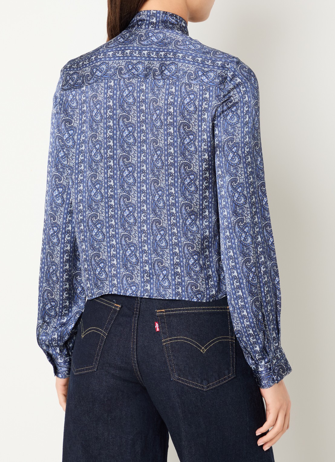 Claudie Pierlot Blouse met sjaalkraag en print - achterkant 4 royalblauw