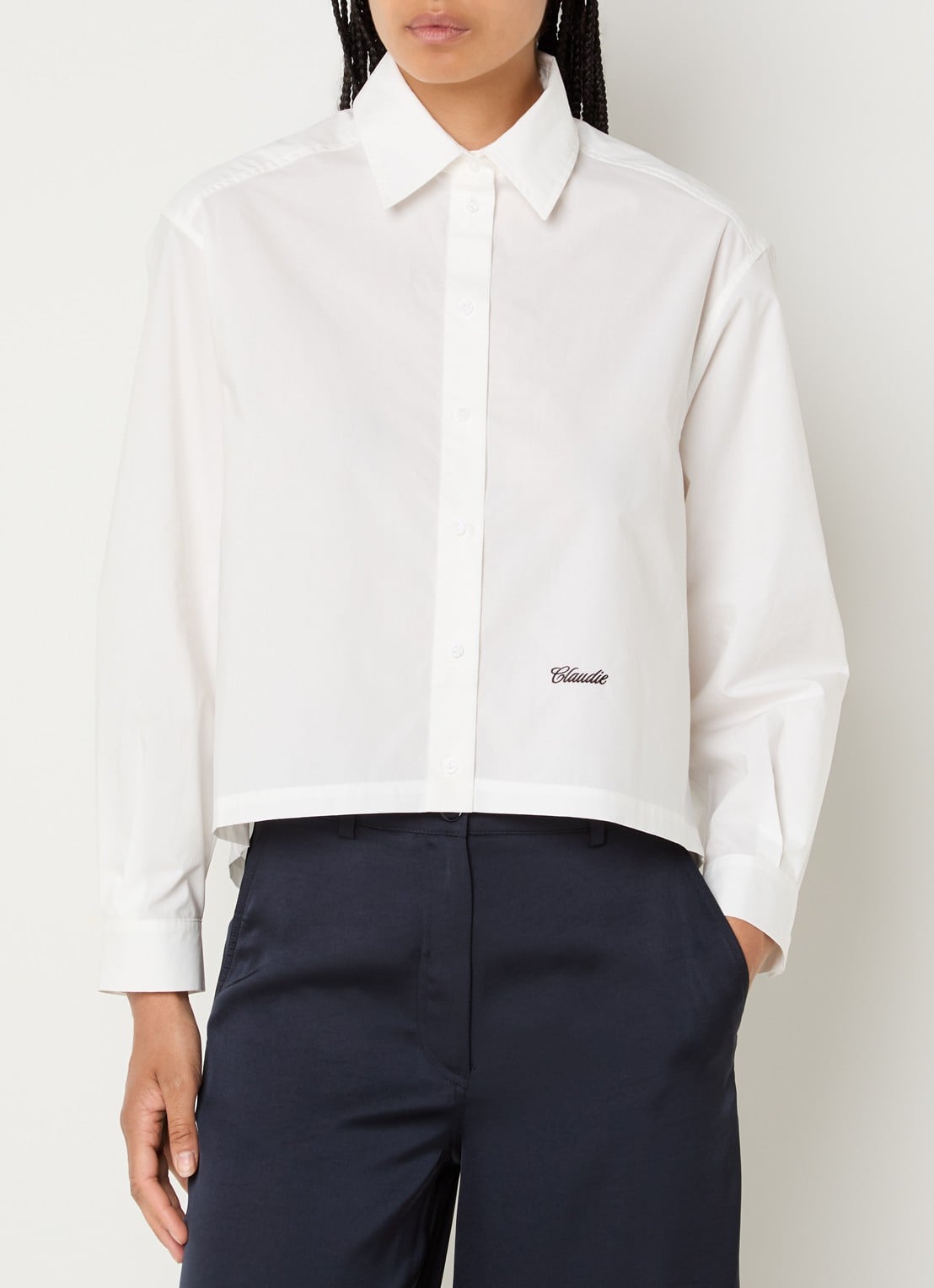 Claudie Pierlot Blouse met sjaalkraag - detail 3 gebroken wit