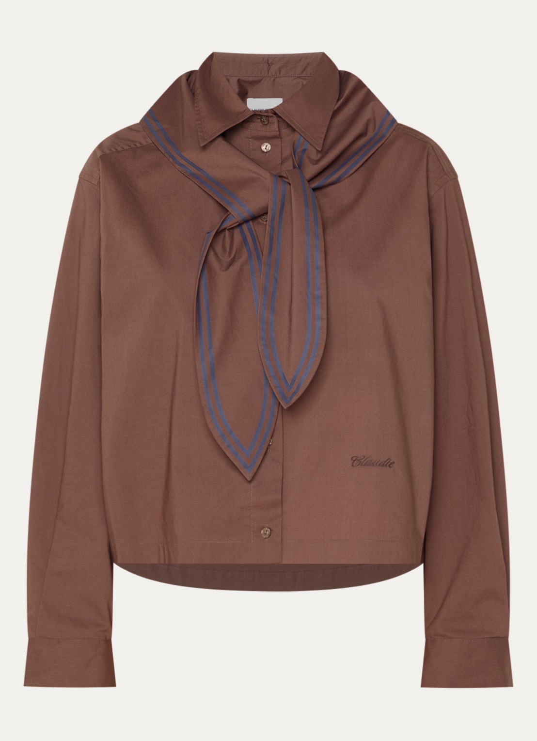 Claudie Pierlot Blouse met sjaalkraag - voorkant bruin