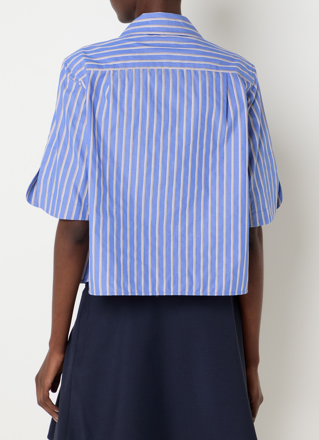 Claudie Pierlot Blouse met streepprint en sjaalkraag - achterkant blauw