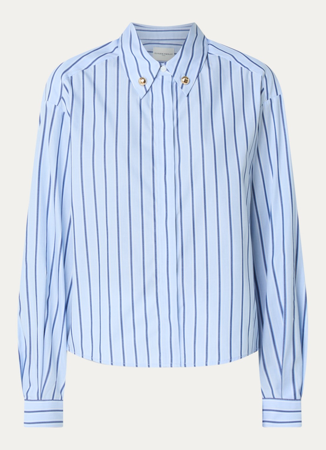 Claudie Pierlot Blouse met streepprint - voorkant blauw