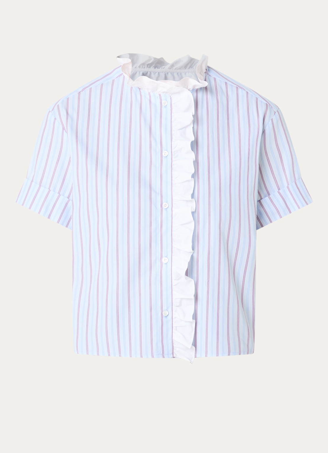 Claudie Pierlot Blouse met streepprint - voorkant 2 blauwgrijs