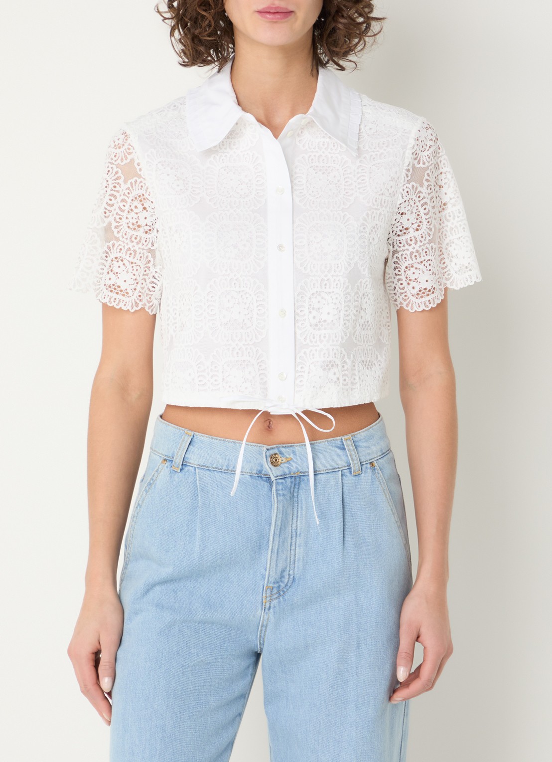 Claudie Pierlot Blouse van broderie - detail 4 wit