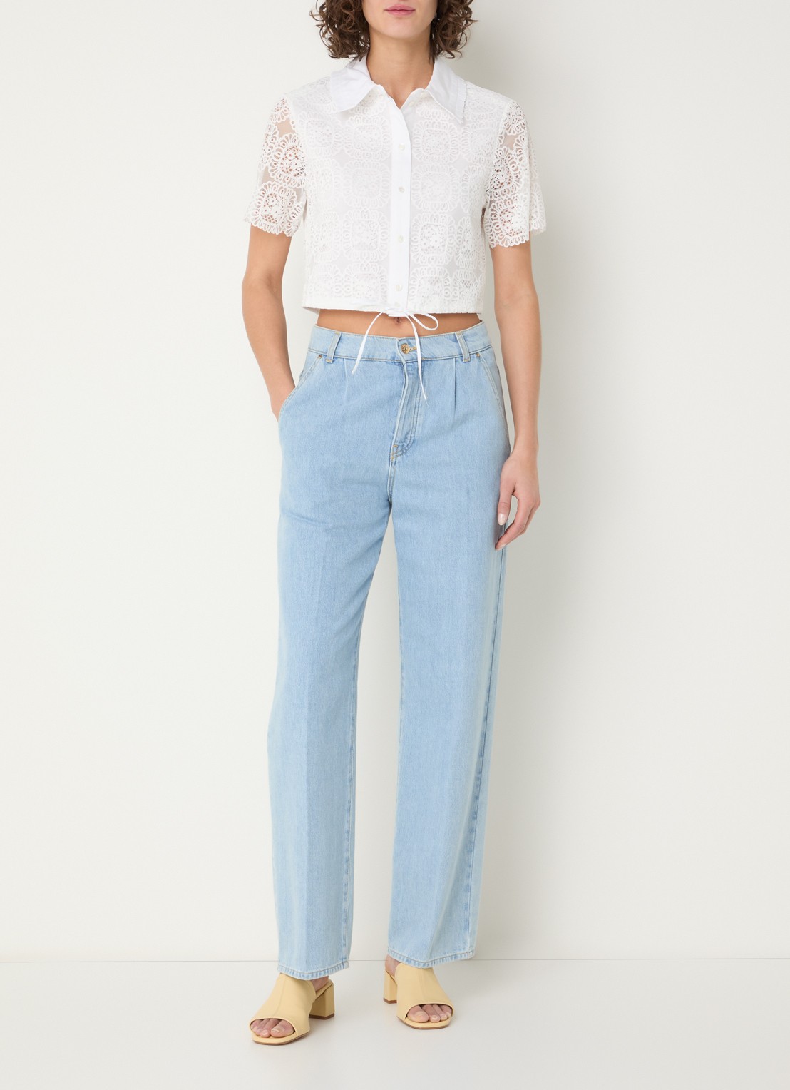 Claudie Pierlot Blouse van broderie - voorkant 2 wit