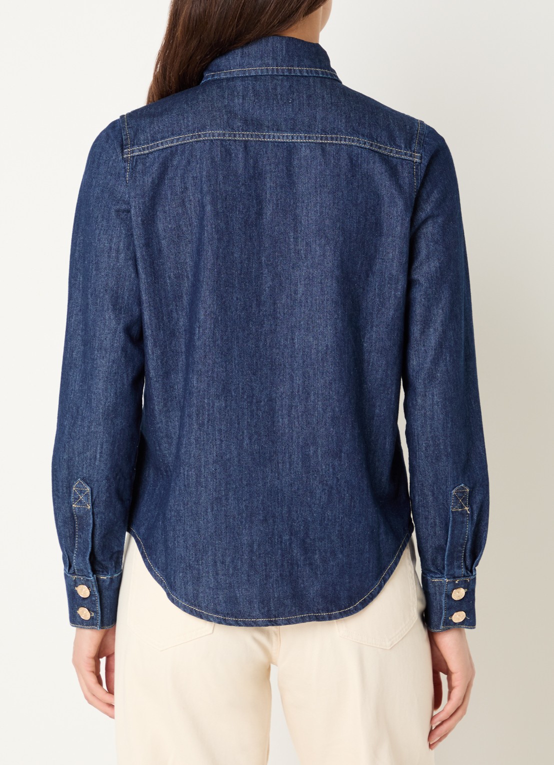 Claudie Pierlot Blouse van denim met borstzakken - achterkant 3 indigo