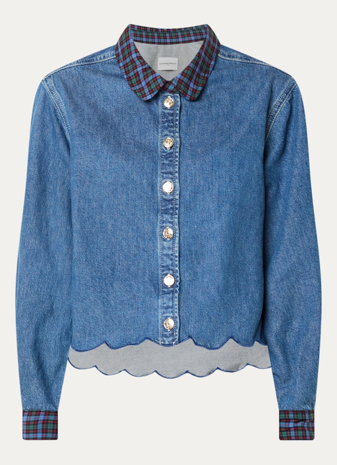Claudie Pierlot Blouse van denim - voorkant blauw
