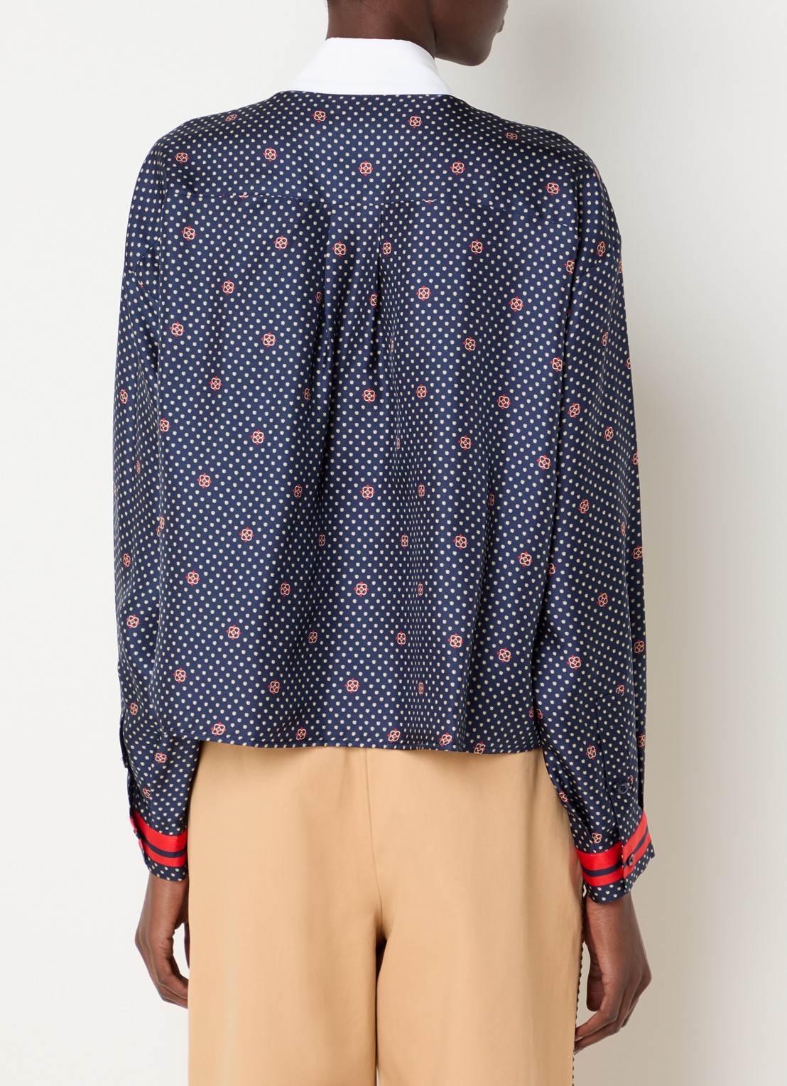 Claudie Pierlot Blouse van zijde met print - achterkant 4 blauw