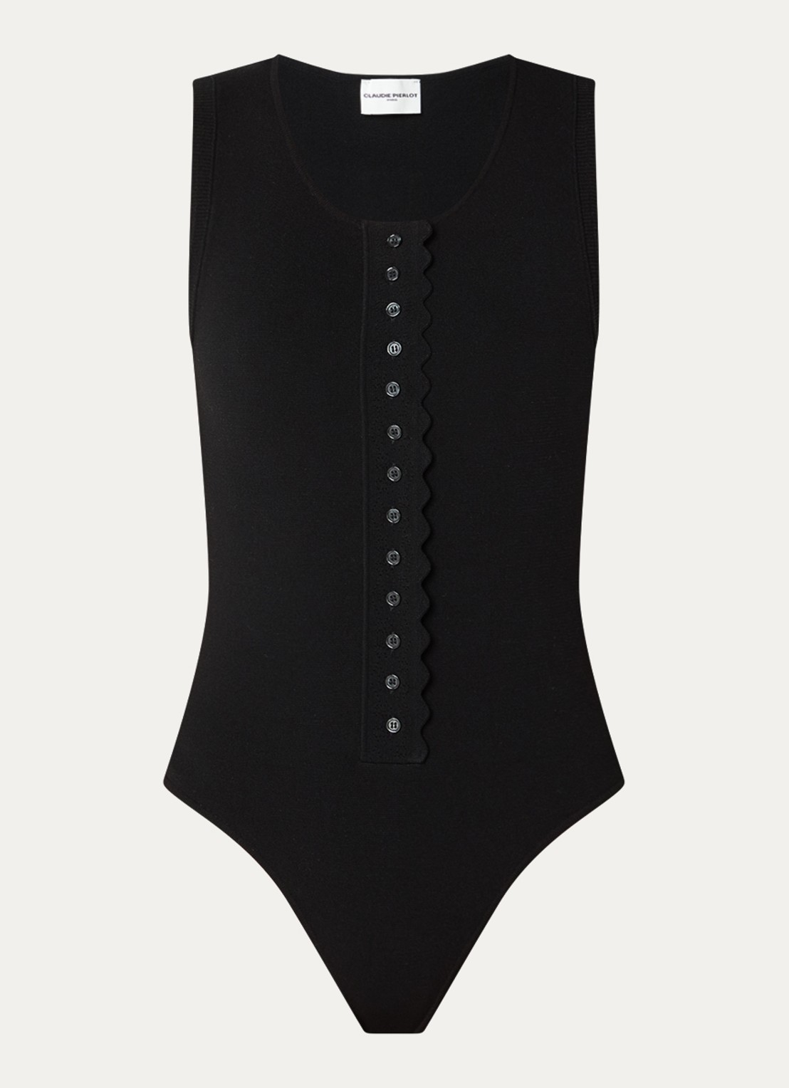 Claudie Pierlot Body top met ronde hals - voorkant 2 zwart
