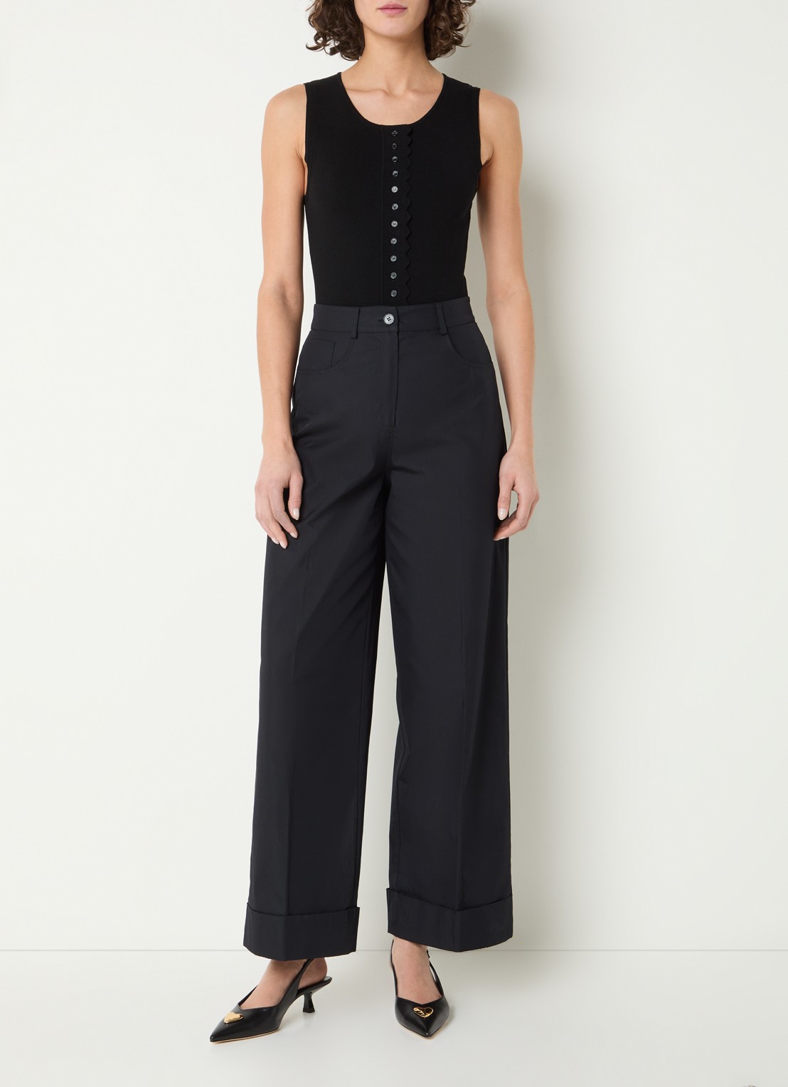 Claudie Pierlot Body top met ronde hals - voorkant 3 zwart