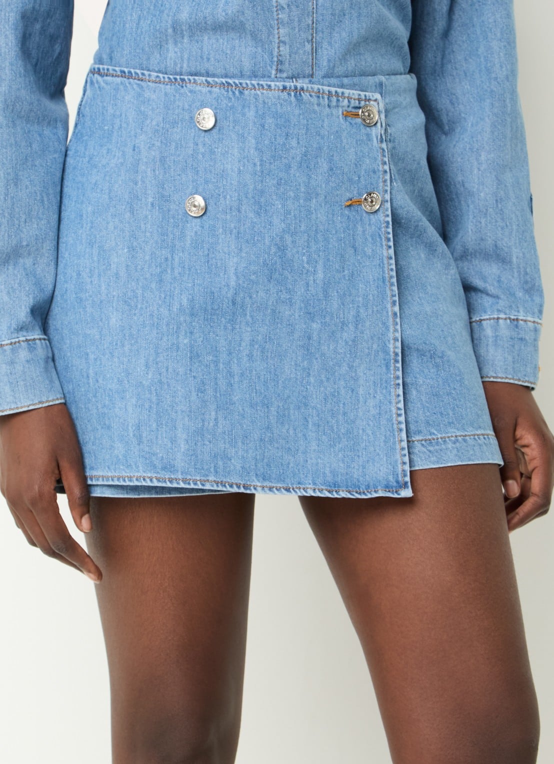 Claudie Pierlot Broekrok van denim - detail 4 lichtblauw