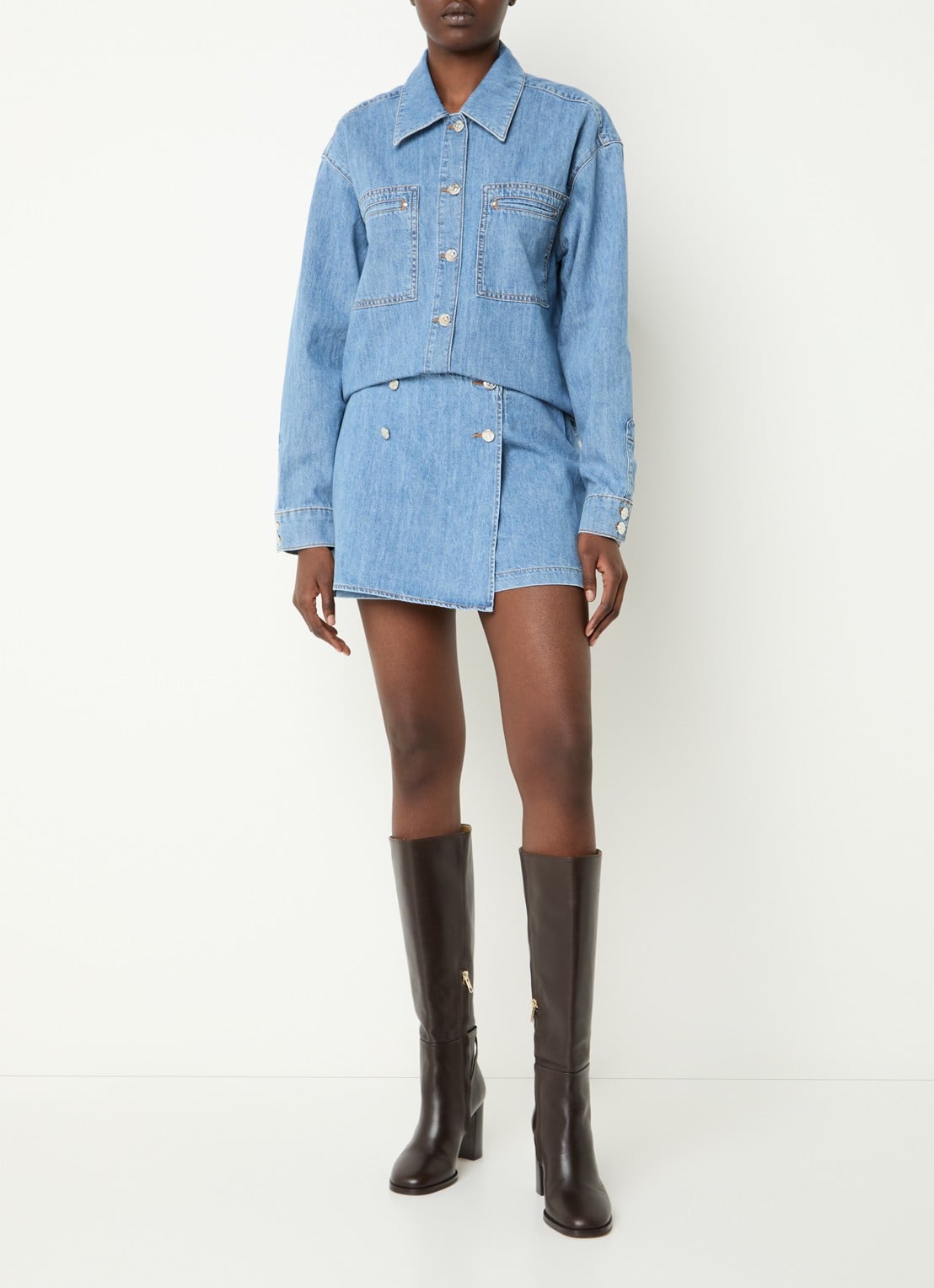 Claudie Pierlot Broekrok van denim - voorkant 2 lichtblauw
