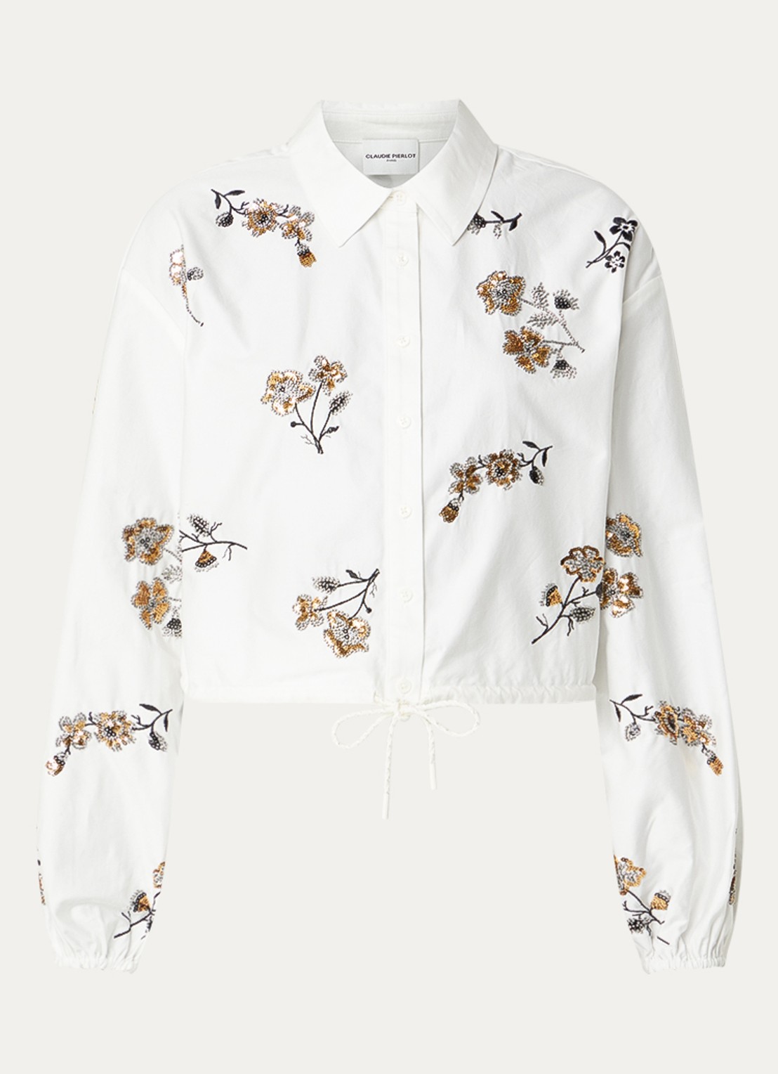 Claudie Pierlot Carole blouse met pailletten - voorkant wit