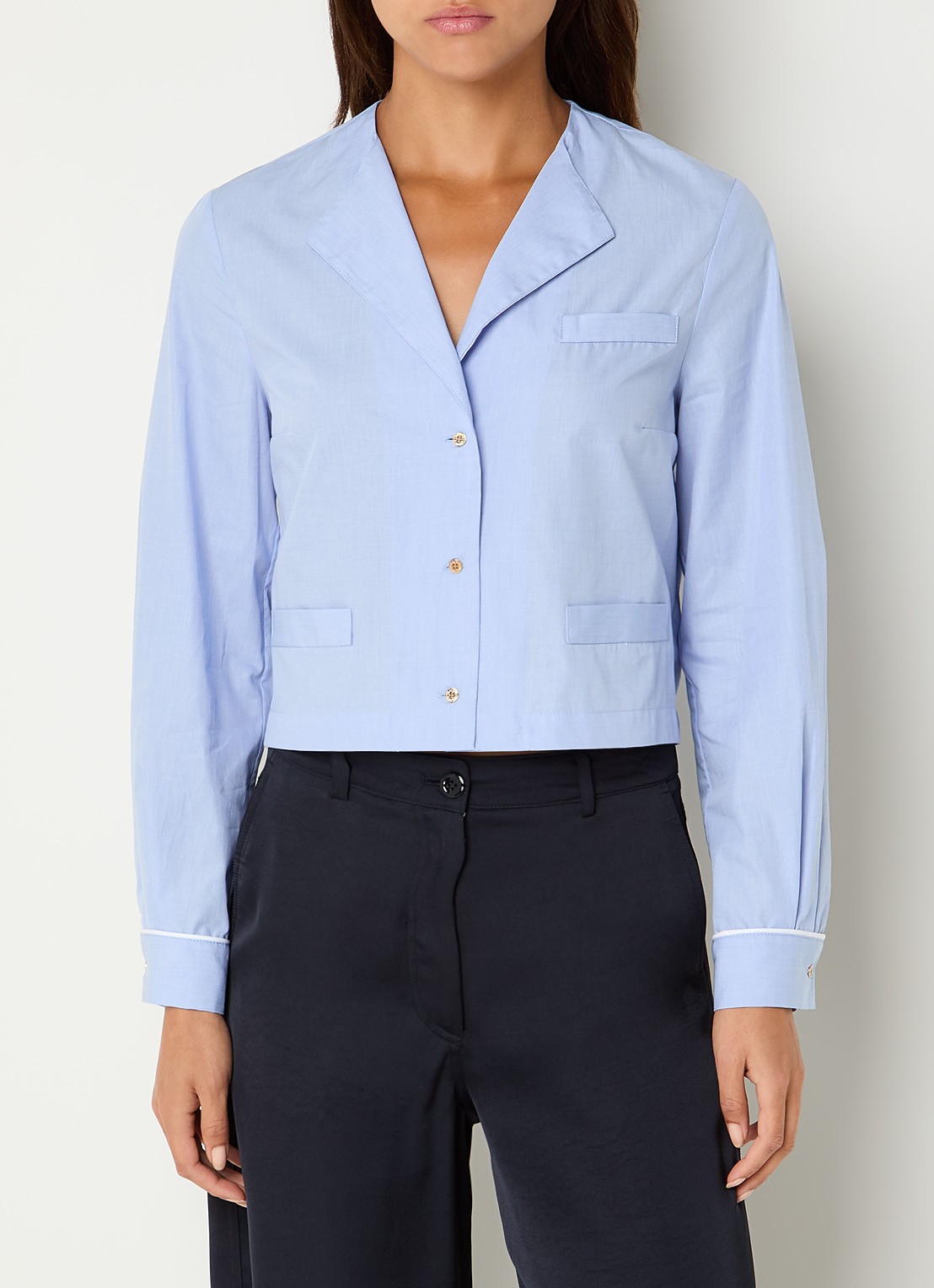 Claudie Pierlot Cassandre blouse met V-hals - detail 2 blauwgrijs