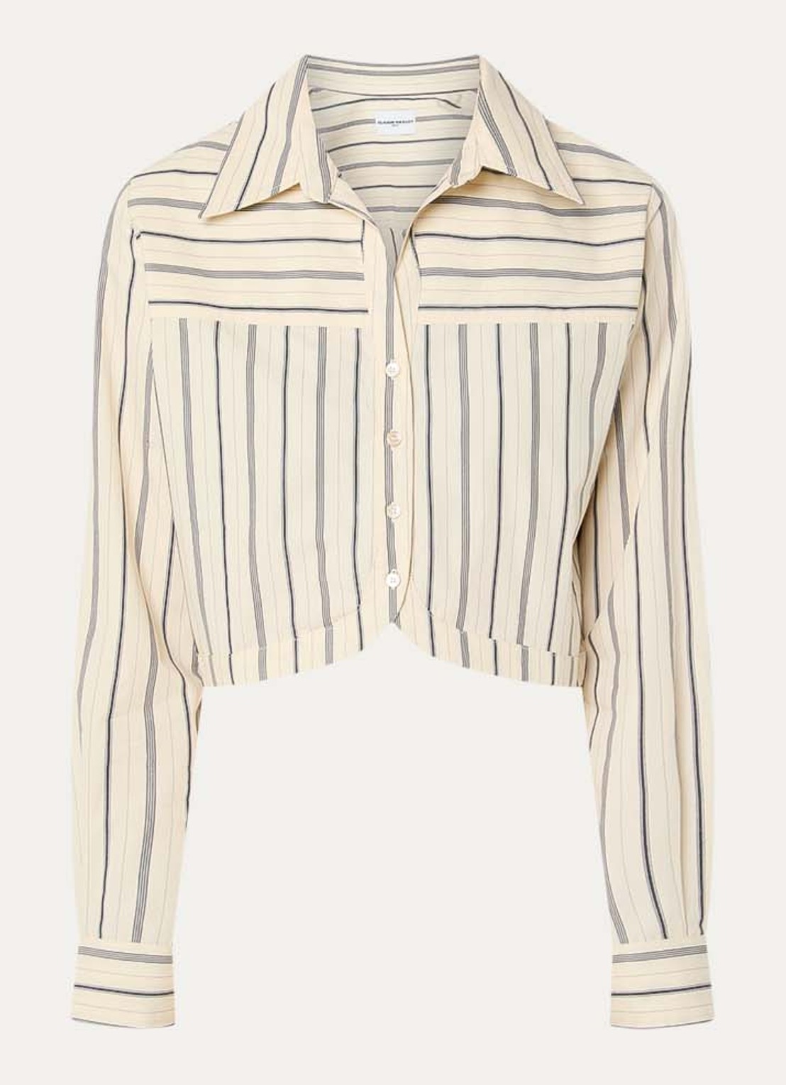 Claudie Pierlot Cecile cropped blouse met streepprint - voorkant 2 creme
