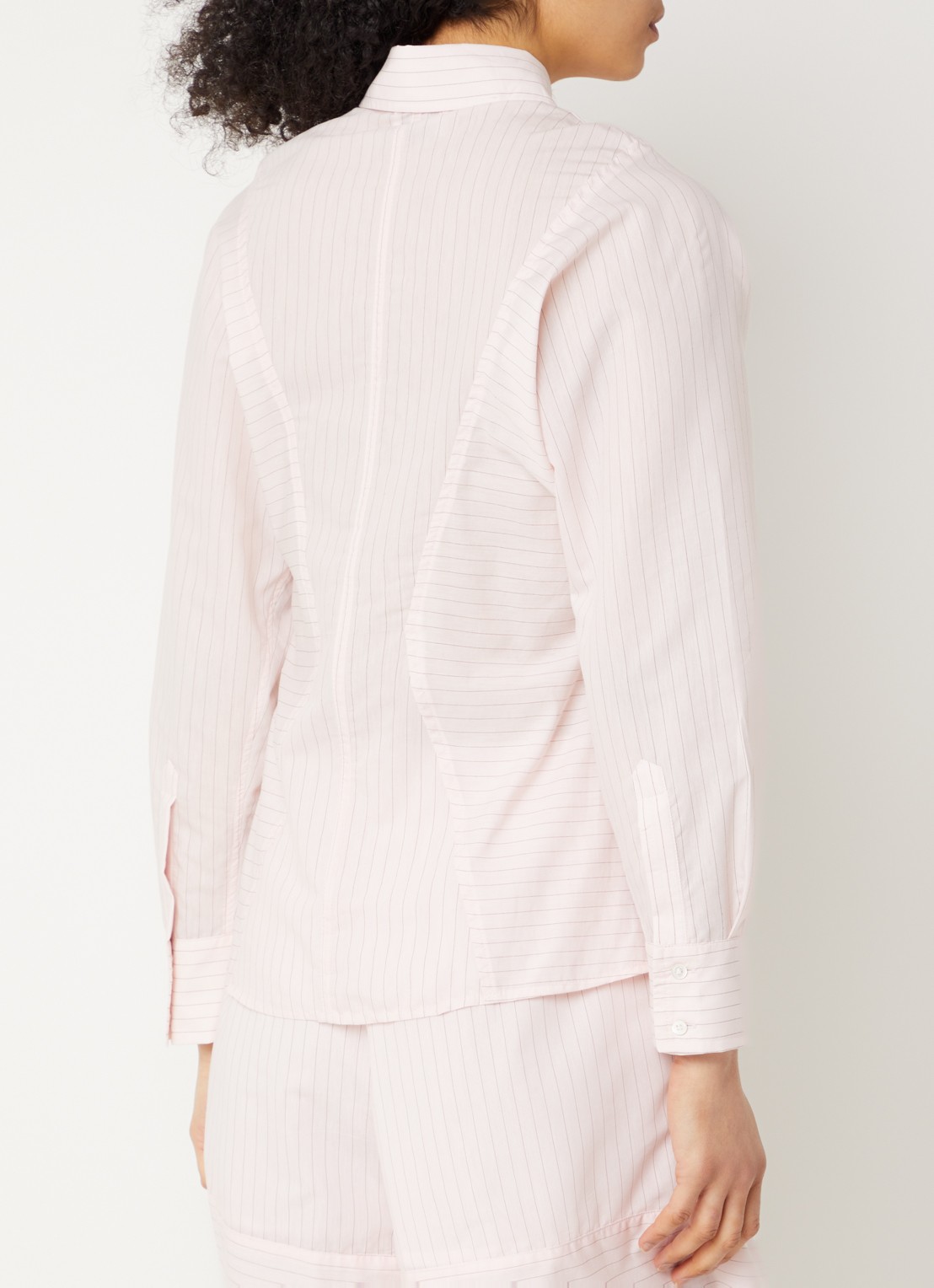 Claudie Pierlot Cecilia blouse met streepprint - achterkant 2 lichtroze