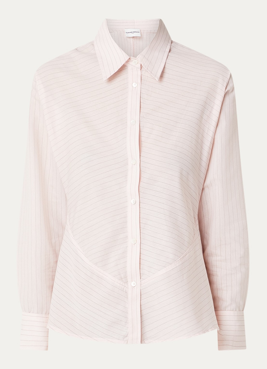 Claudie Pierlot Cecilia blouse met streepprint - voorkant 3 lichtroze