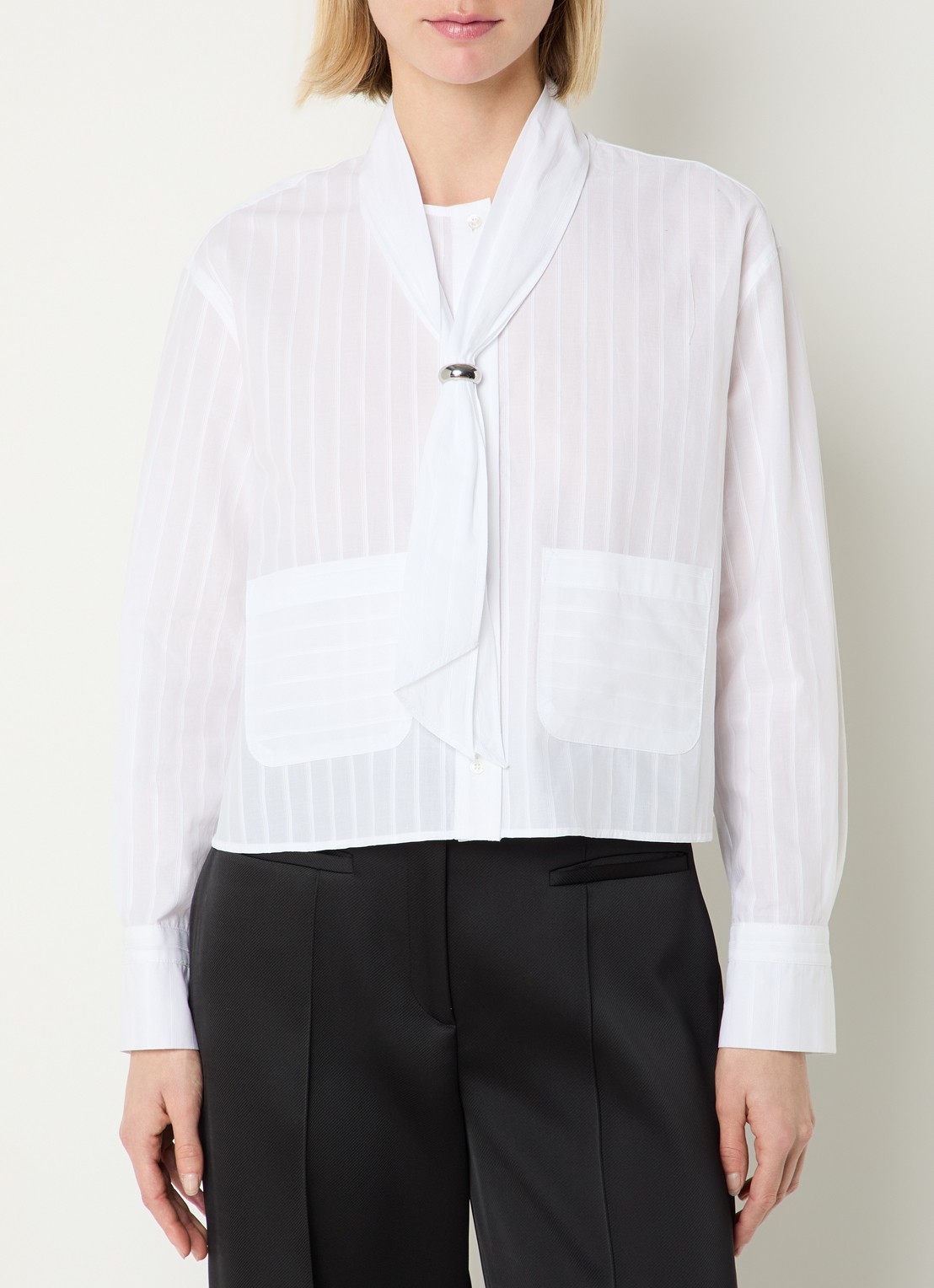 Claudie Pierlot Charlie blouse met opgestikte zakken - detail wit