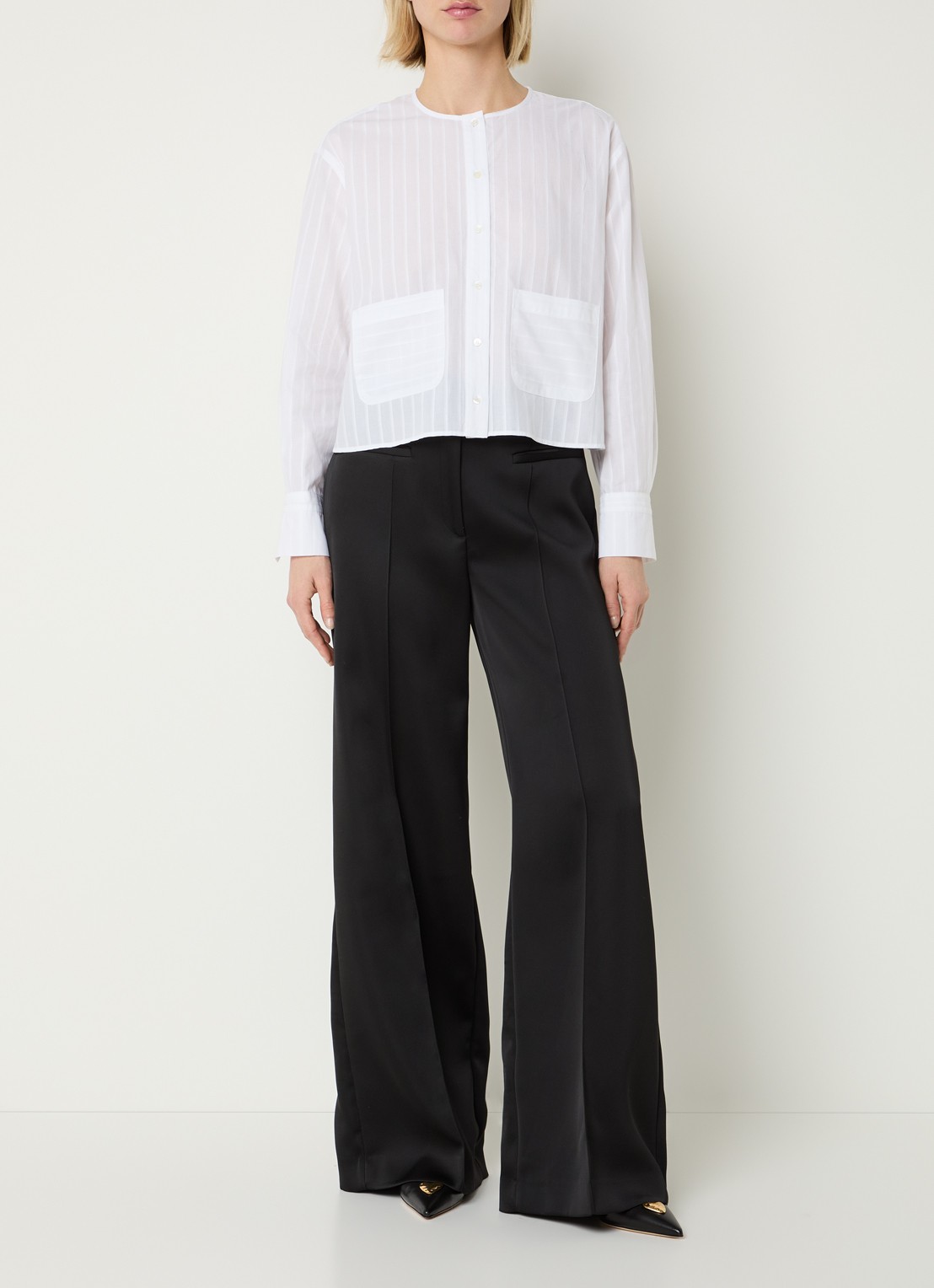 Claudie Pierlot Charlie blouse met opgestikte zakken - voorkant 3 wit