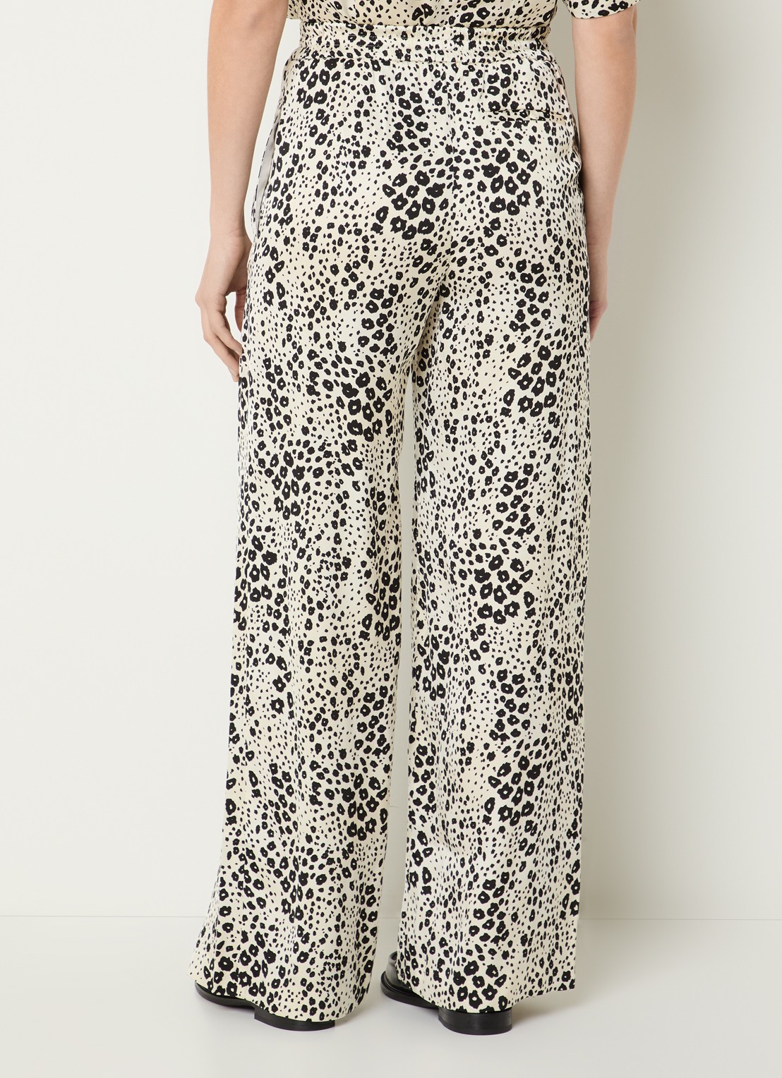 Claudie Pierlot Clair high waist loose fit pantalon met print - achterkant 4 creme