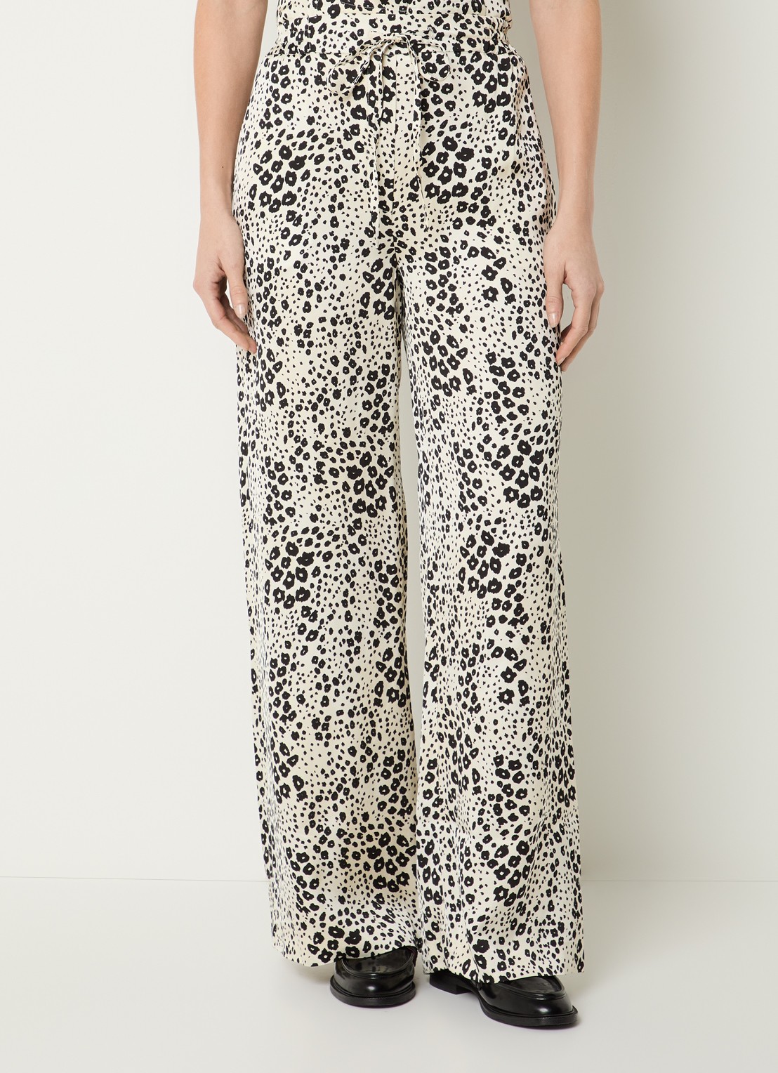 Claudie Pierlot Clair high waist loose fit pantalon met print - detail 3 creme