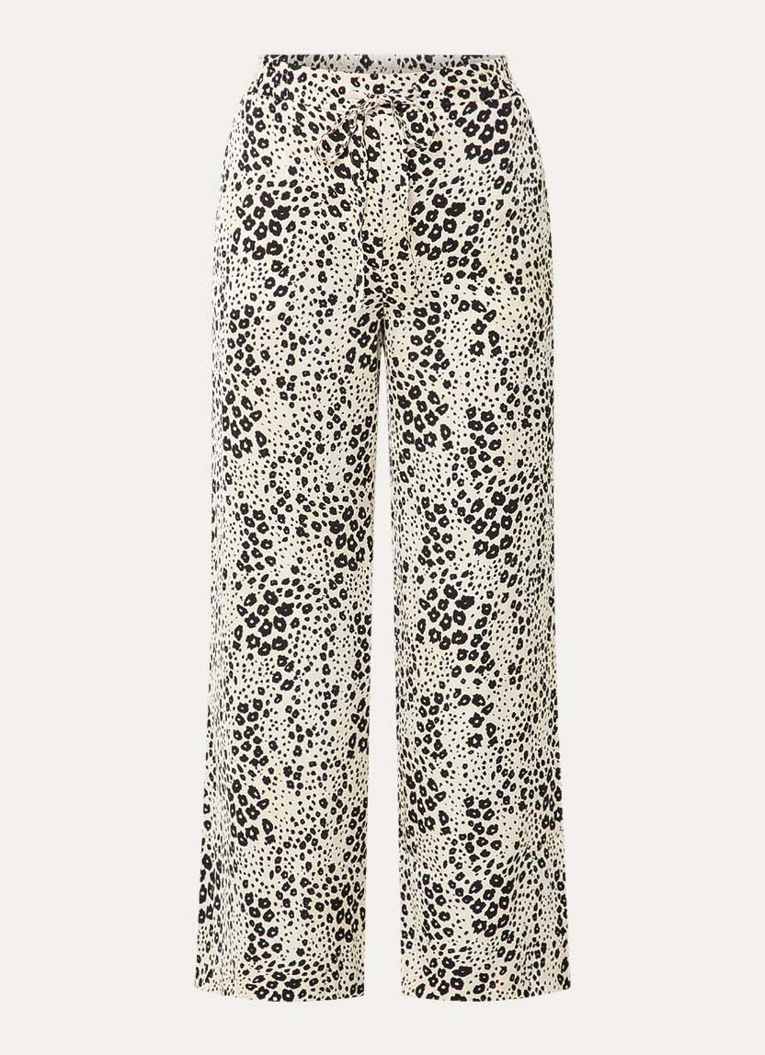 Claudie Pierlot Clair high waist loose fit pantalon met print - voorkant creme
