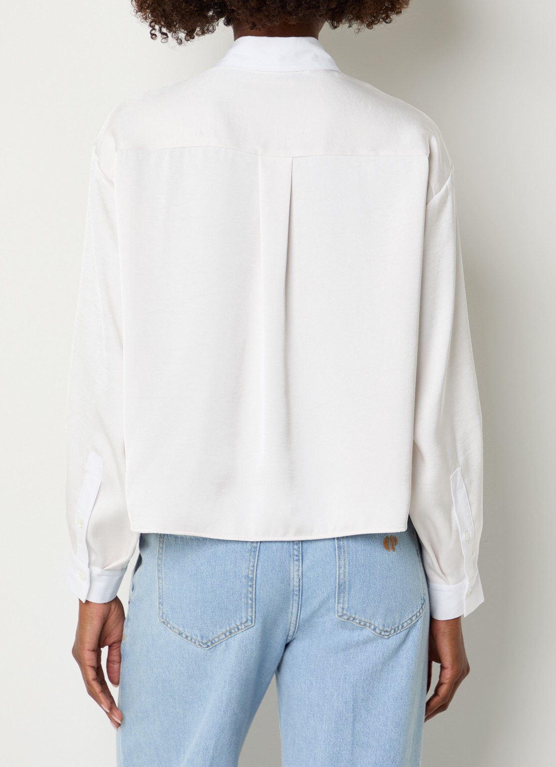 Claudie Pierlot Clemence blouse van satijn - achterkant 3 gebroken wit