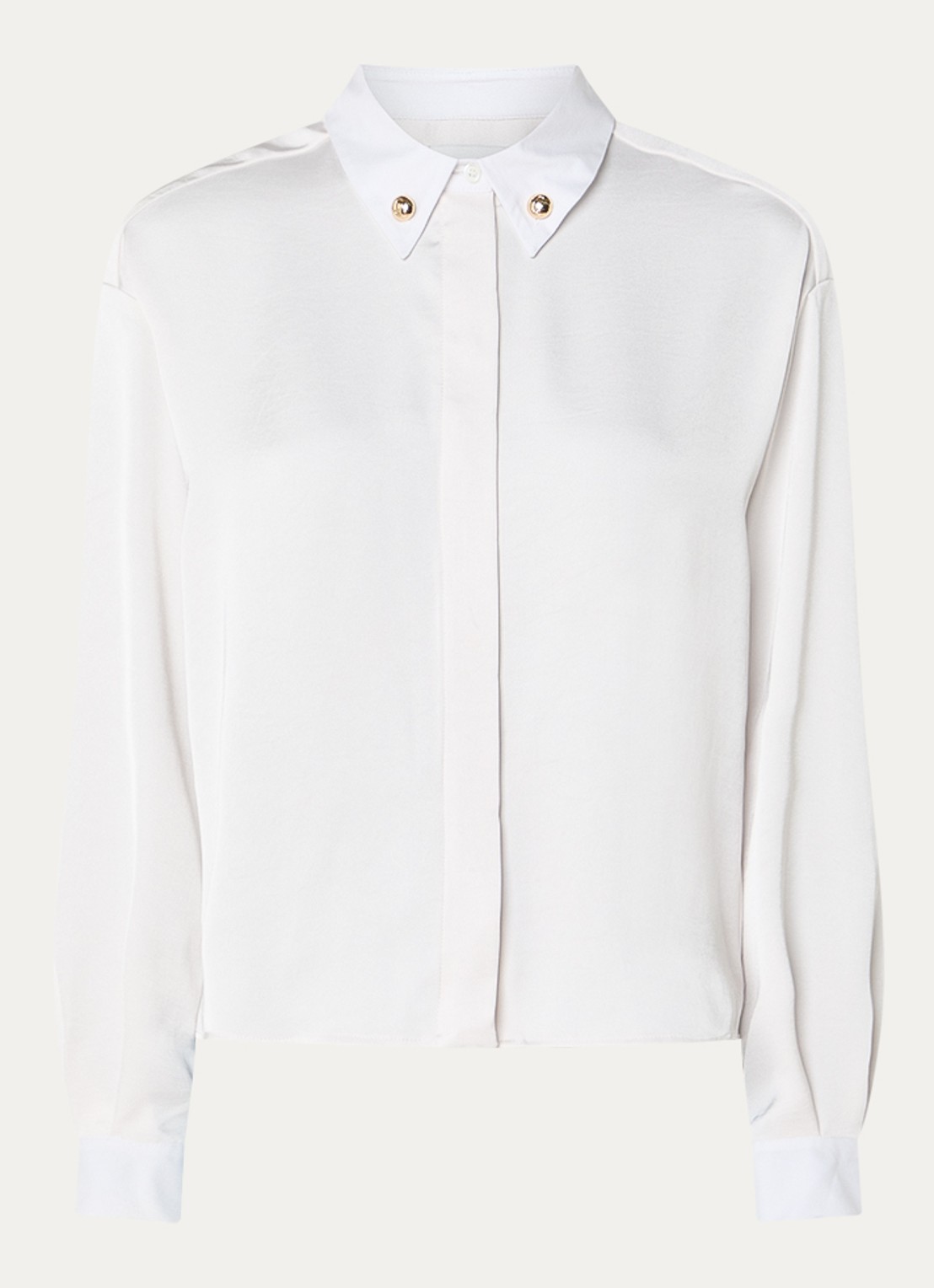 Claudie Pierlot Clemence blouse van satijn - voorkant gebroken wit