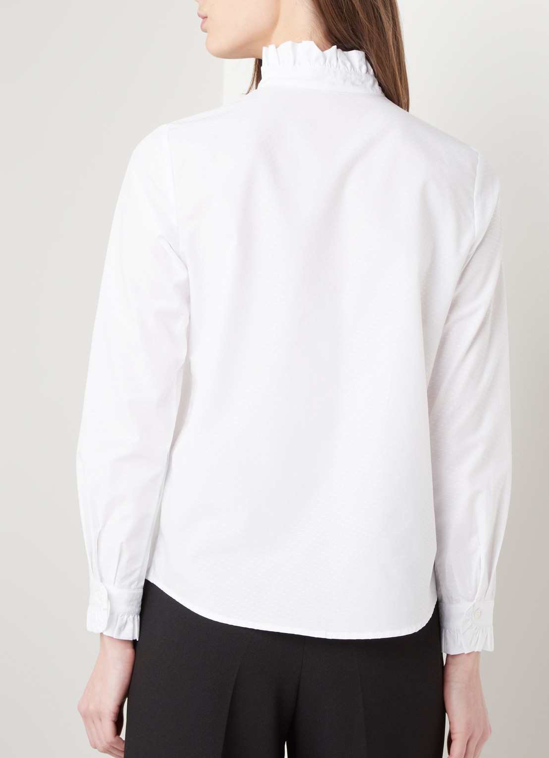 Claudie Pierlot Colombineter blouse met stippendessin en ruches - achterkant 3 wit