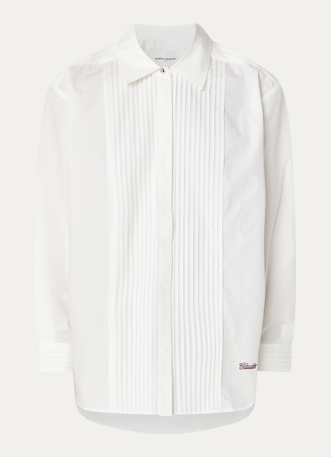 Claudie Pierlot Conrado blouse met plooien - voorkant wit