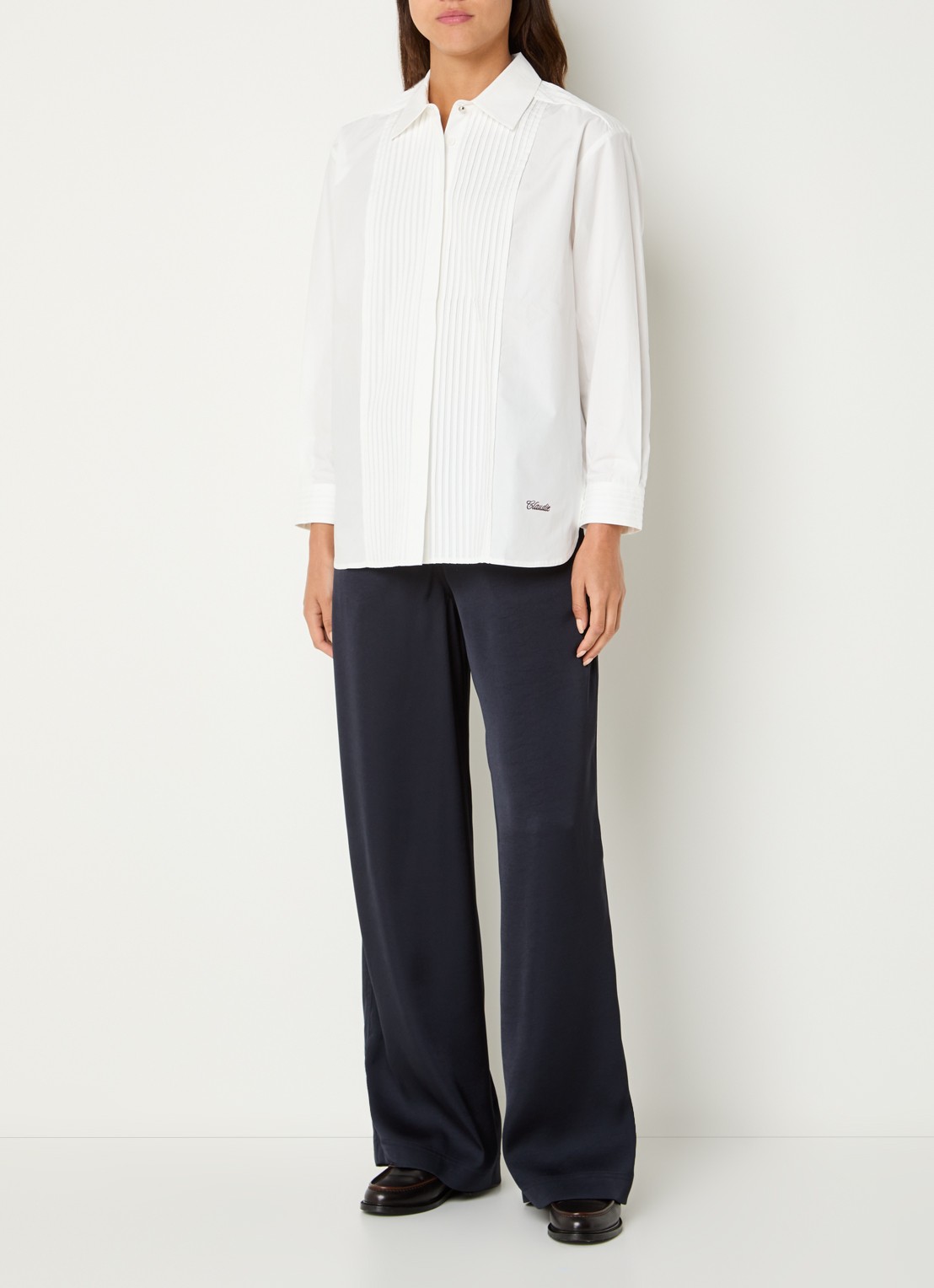 Claudie Pierlot Conrado blouse met plooien - voorkant 2 wit