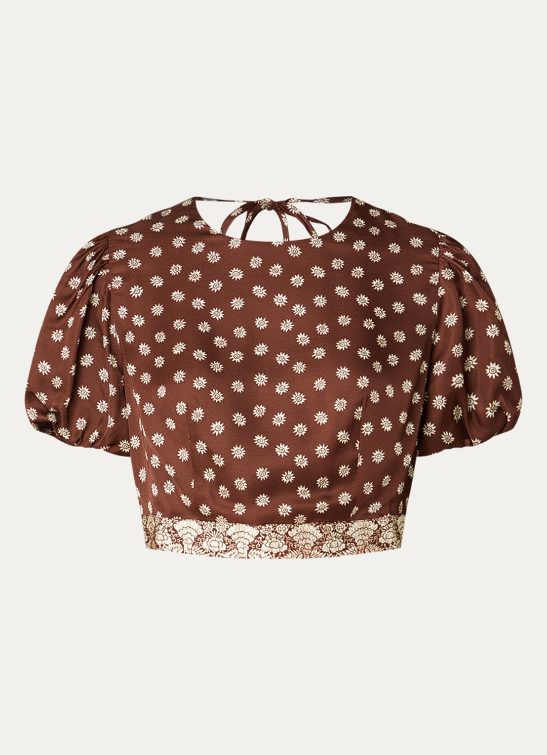 Claudie Pierlot Crop top met bloemenprint en rugdecolleté - voorkant 3 bruin