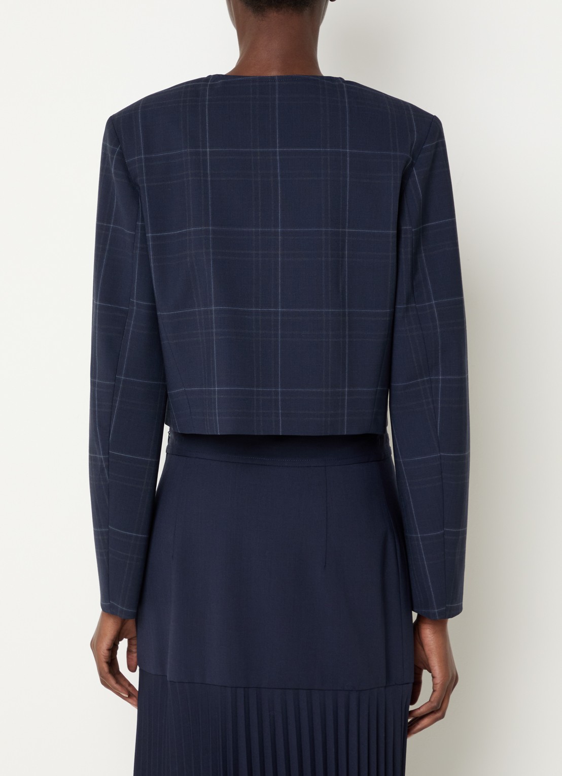 Claudie Pierlot Cropped blazer met ruitdessin - achterkant 4 donkerblauw