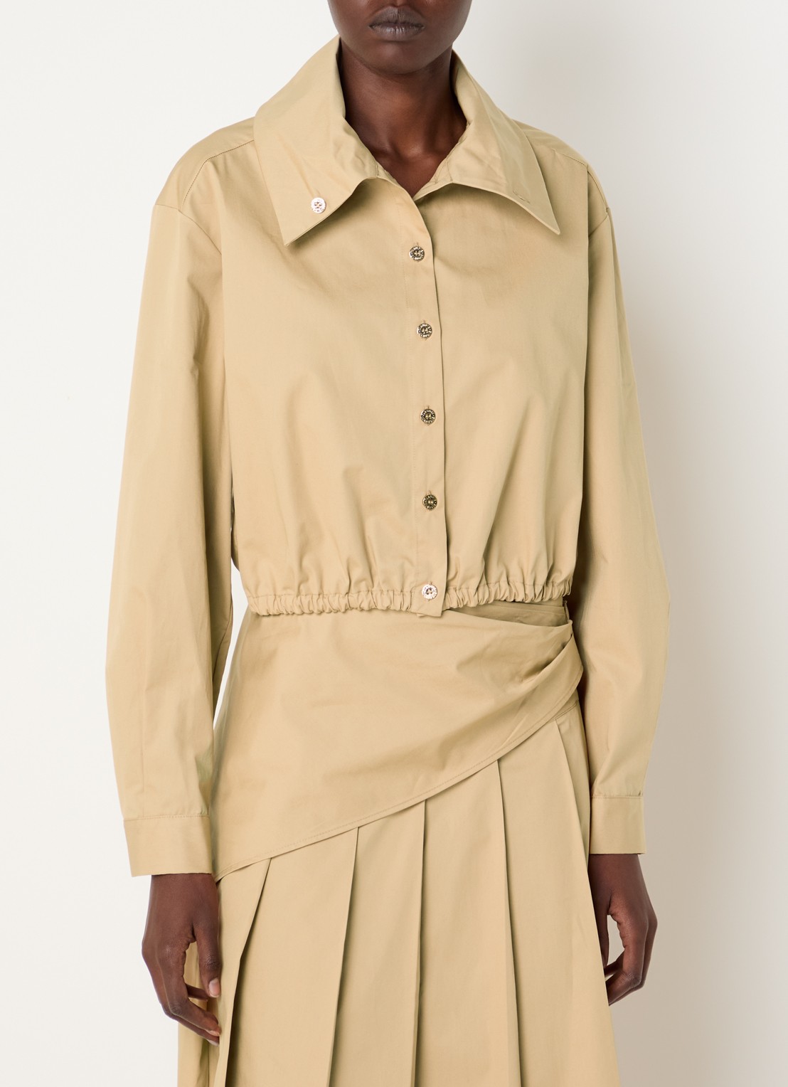 Claudie Pierlot Cropped blouse met elastische band - detail 3 camel