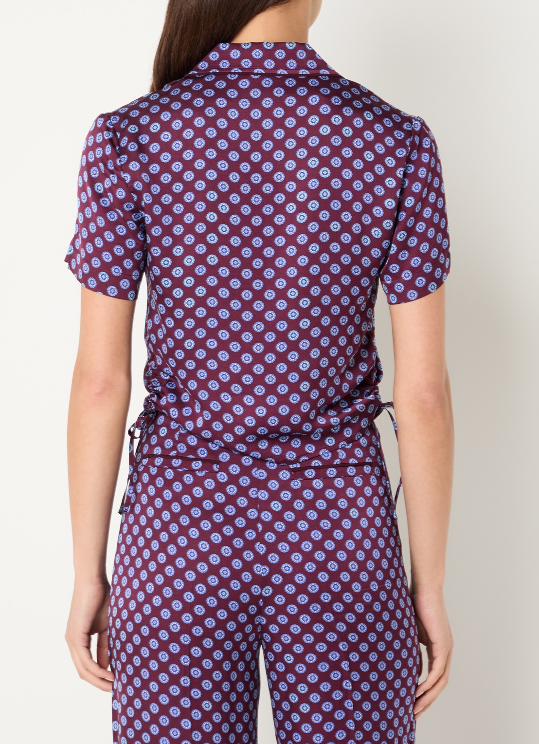 Claudie Pierlot Cropped blouse met print - achterkant aubergine