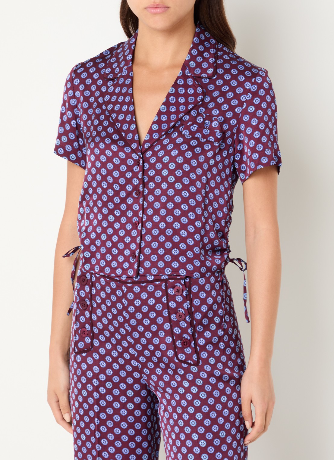 Claudie Pierlot Cropped blouse met print - detail 2 aubergine