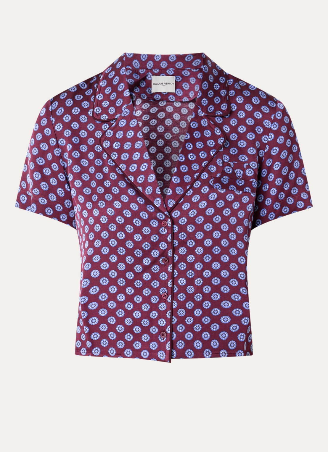 Claudie Pierlot Cropped blouse met print - voorkant 3 aubergine