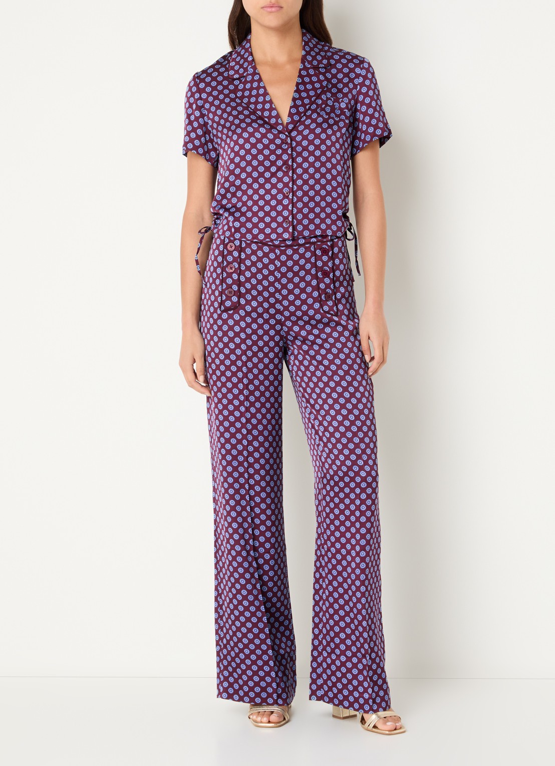 Claudie Pierlot Cropped blouse met print - voorkant 4 aubergine