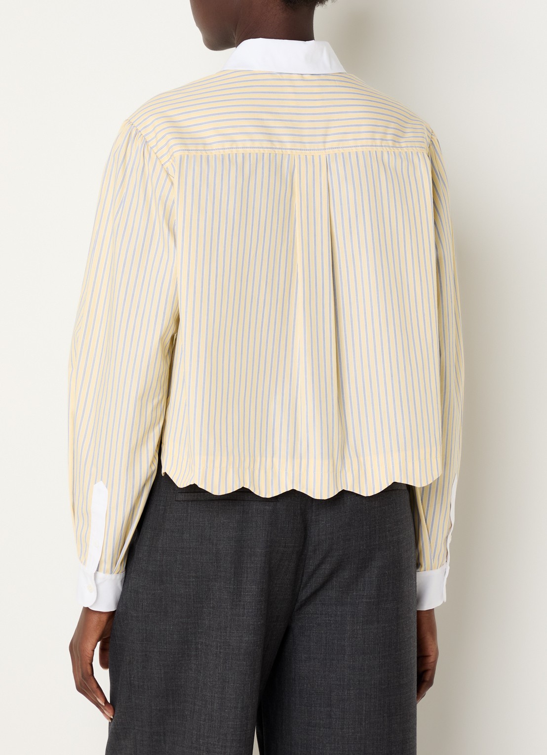 Claudie Pierlot Cropped blouse met streepprint - achterkant 3 vanillegeel
