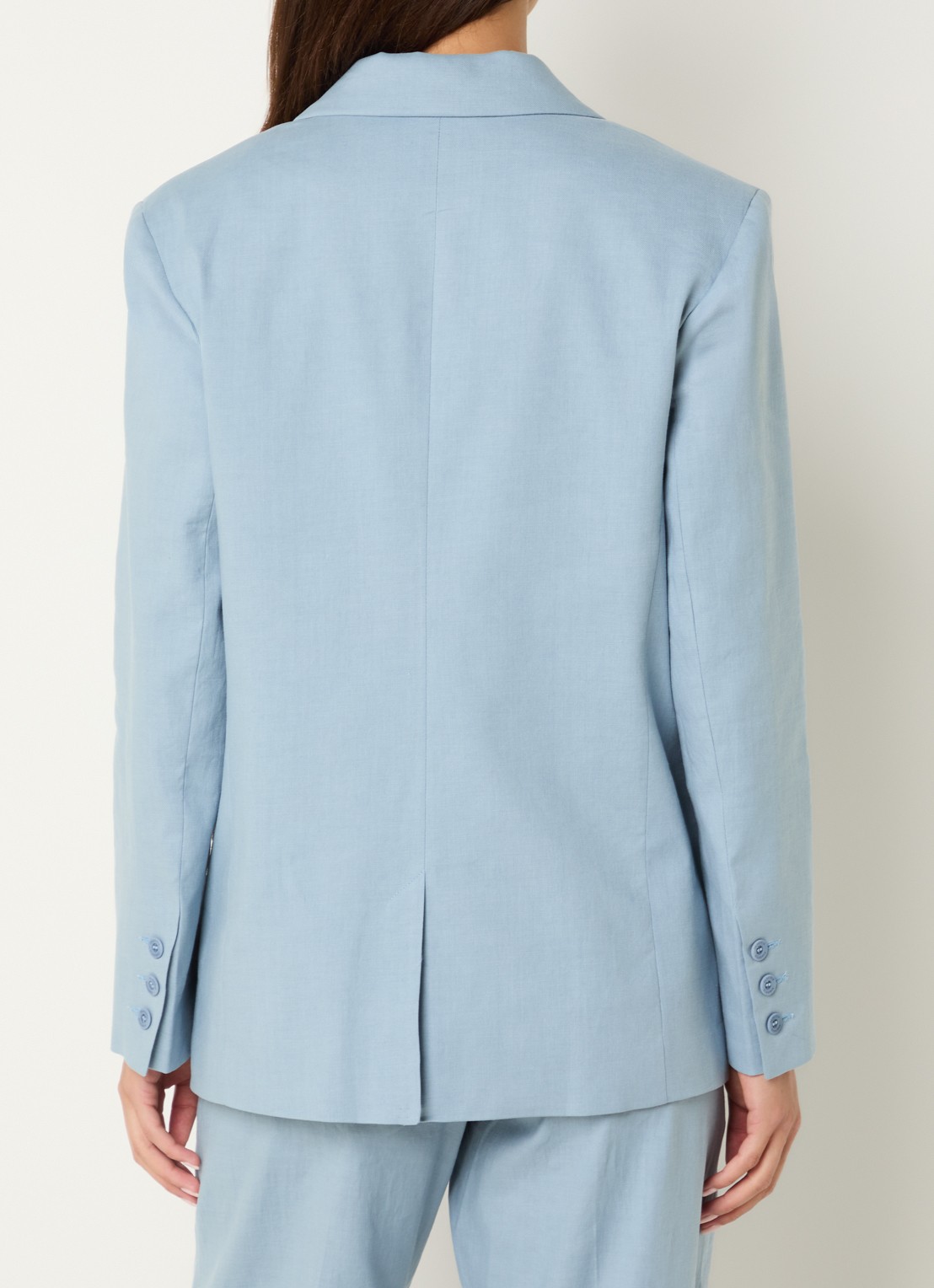 Claudie Pierlot Cropped gilet in linnenblend - achterkant lichtblauw