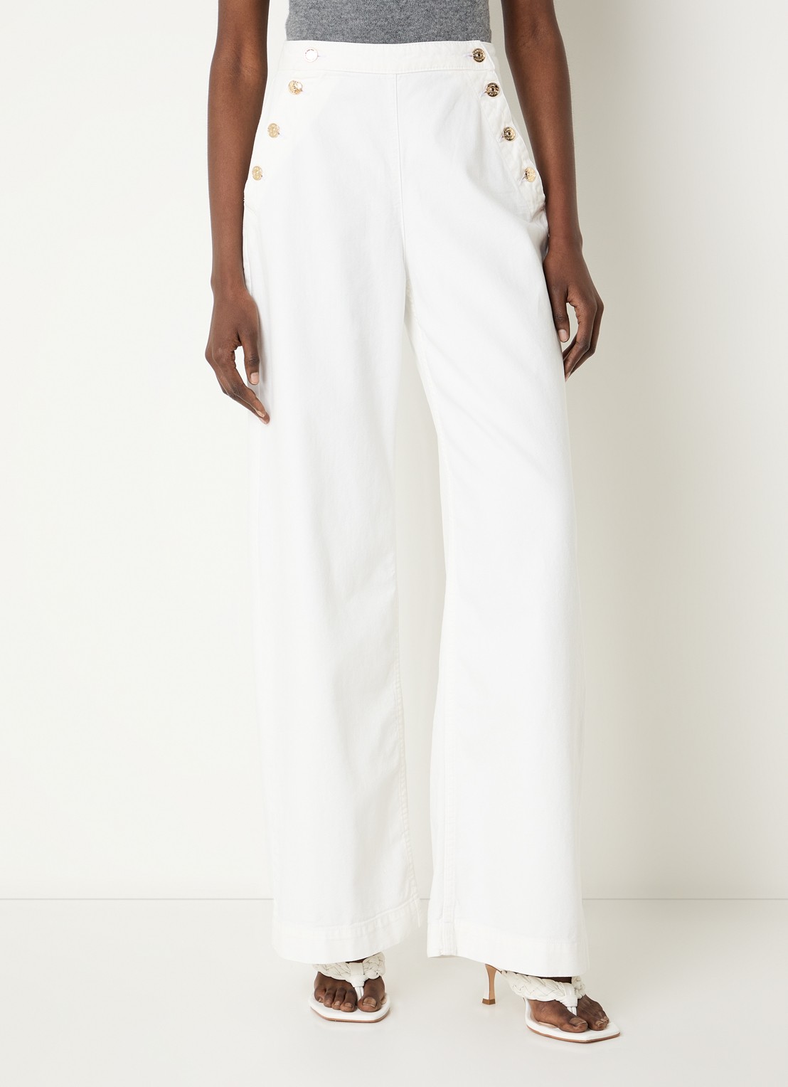 Claudie Pierlot Denise high waist straight leg jeans met gekleurde wassing - detail 3 gebroken wit