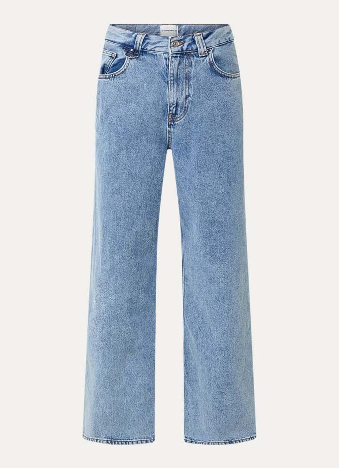 Claudie Pierlot Diane high waist straight leg jeans met lichte wassing - voorkant indigo