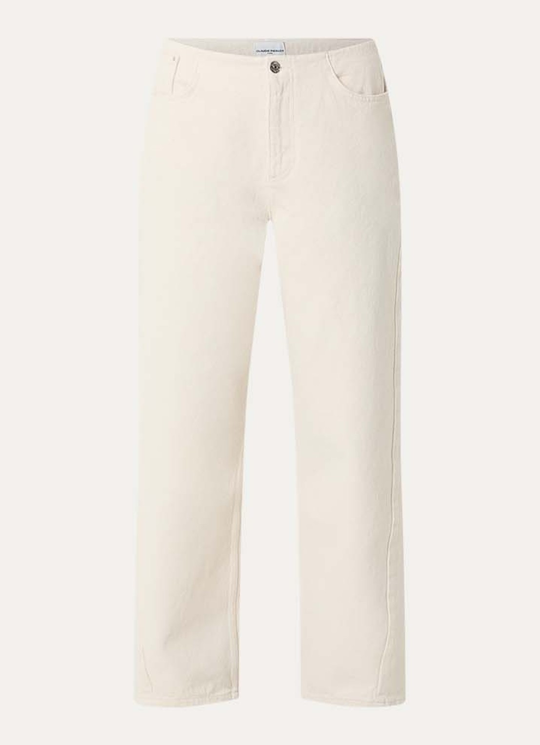 Claudie Pierlot Doris high waist straight leg jeans met gekleurde wassing - voorkant creme