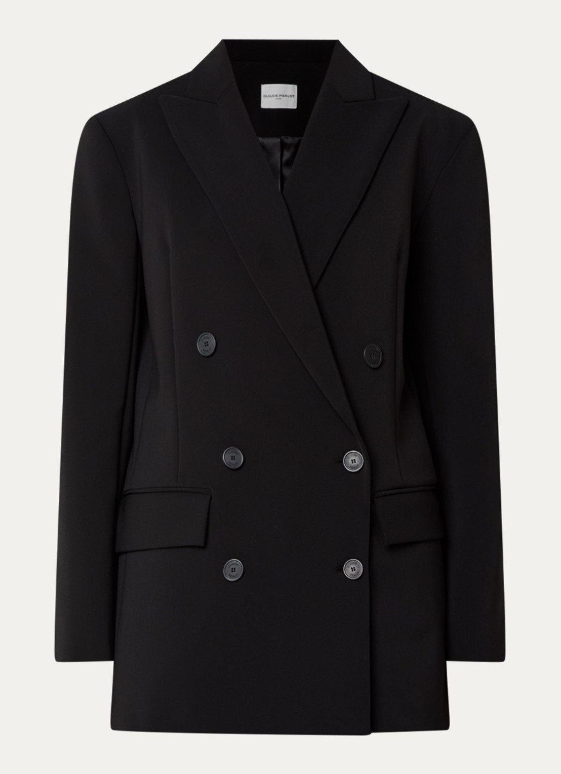 Claudie Pierlot Double-breasted blazer met schoudervulling - voorkant 2 zwart