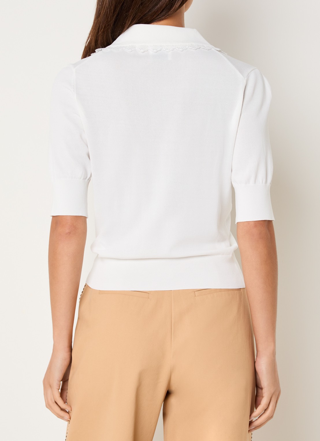Claudie Pierlot Fijngebreid vest met broderie - achterkant gebroken wit