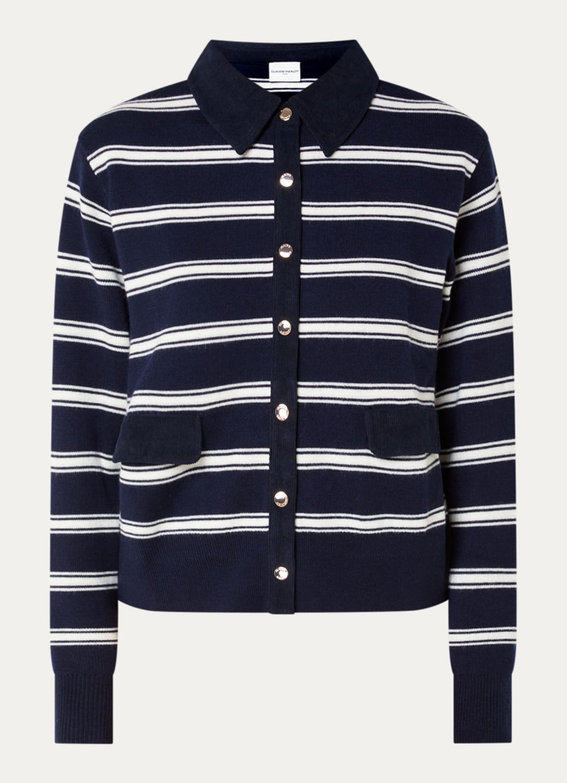 Claudie Pierlot Fijngebreid vest met streepprint - voorkant 3 wit