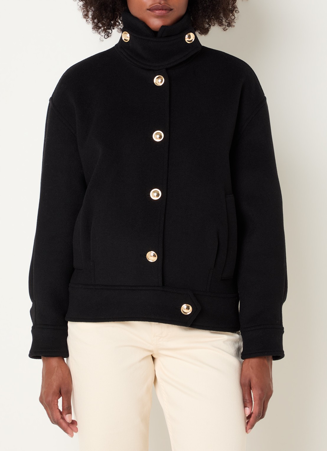 Claudie Pierlot Fijngebreid vest met streepprint - detail zwart